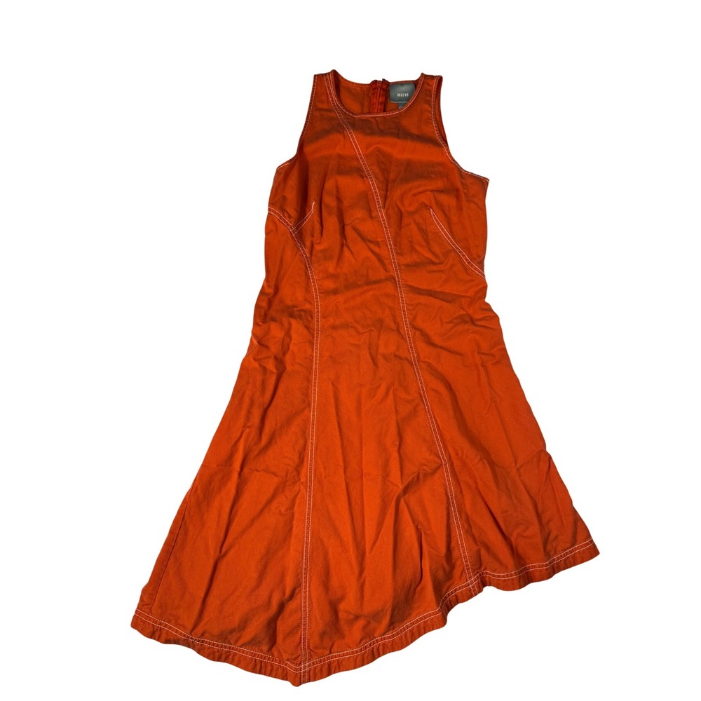 Maeve Anthropologie Asymmetrical Bileu Orange Dress Women's Size 4‎ - Picture 4 of 6